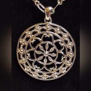 VJ Vintage Silver and Jewel tones Medallion Necklace